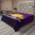 thumbnail image 1 of Ambesonne Retro Emoji Flat Sheet, Vapor Wave Starry Faces, Full Size, Plum Purple Mustard, 1 of 1