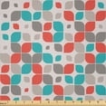 thumbnail image 1 of Ambesonne Retro Fabric by the Yard Microfiber, Abstract Mosaic Floral, 3 Yards, Grey Turquoise Red, 1 of 2