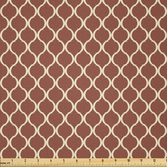 Ambesonne Retro Fabric by the Yard Microfiber, Chevron Scrolls, 1 Yard, Dark Orange Sand Brown