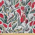 thumbnail image 1 of Ambesonne Retro Fabric by the Yard Microfiber, Colored Boho Flowers Leaf, 1 Yard, Grey and Hot Pink, 1 of 2