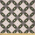 thumbnail image 1 of Ambesonne Retro Fabric by the Yard Microfiber, Geometric Flora Ornament Art, 5 Yards, Army Green and Pale Eggshell, 1 of 2