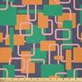 thumbnail image 1 of Ambesonne Retro Fabric by the Yard Microfiber, Summer Toned Geometric Shapes, 3 Yards, Orange Sea Green Grey, 1 of 2