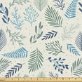 thumbnail image 1 of Ambesonne Retro Fabric by the Yard Upholstery, Abstract Dots Branches Leaves, 3 Yards, Deep Sky Blue and Pale Teal, 1 of 5