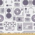 thumbnail image 1 of Ambesonne Retro Fabric by the Yard Upholstery, Abstract Music Devices Art, 2 Yards, Dark Indigo White, 1 of 1
