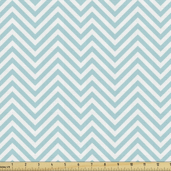 Ambesonne Retro Fabric by the Yard Upholstery, Big Dots Circles Shabby, 1 Yard, Pale Blue White