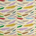 thumbnail image 1 of Ambesonne Retro Fabric by the Yard Upholstery, Bohemian Feathers Pattern, 5 Yards, Eggshell and Multicolor, 1 of 4