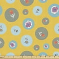 thumbnail image 1 of Ambesonne Retro Fabric by the Yard Upholstery, Circle Framed Flower Twigs, 5 Yards, Mustard Multicolor, 1 of 5