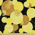 thumbnail image 1 of Ambesonne Retro Fabric by the Yard Upholstery, Circles Stripes on Dark Back, 10 Yards, Mustard Pastel Yellow, 1 of 5