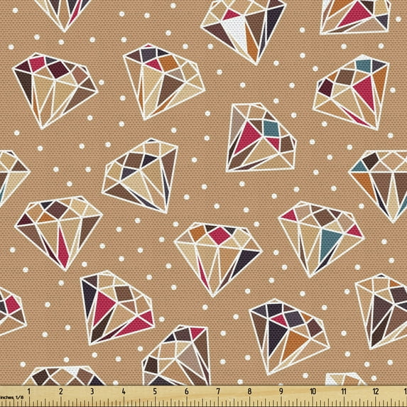 Ambesonne Retro Fabric by the Yard Upholstery, Colorful Diamond Shapes, 1 Yard, Multicolor