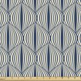 thumbnail image 1 of Ambesonne Retro Fabric by the Yard Upholstery, Curved Look Shapes with Lines, 3 Yards, Night Blue and Cream, 1 of 5