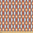 thumbnail image 1 of Ambesonne Retro Fabric by the Yard Upholstery, Geometric Colorful Ornament, 3 Yards, Dark Orange Sky Blue, 1 of 5