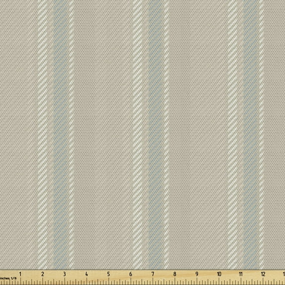 Ambesonne Retro Fabric by the Yard Upholstery, Geometric Stripes Pattern, 2 Yards, Grey Yellow