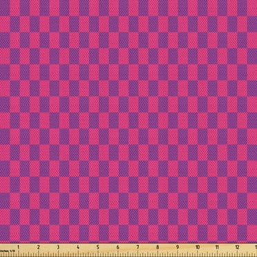 Ambesonne Retro Fabric by the Yard Upholstery, Japanese Checkered Pattern, 10 Yards, Magenta Purple