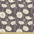 thumbnail image 1 of Ambesonne Retro Fabric by the Yard Upholstery, Poppy Flower Branches Dots, 5 Yards, Ivory and Brown, 1 of 5