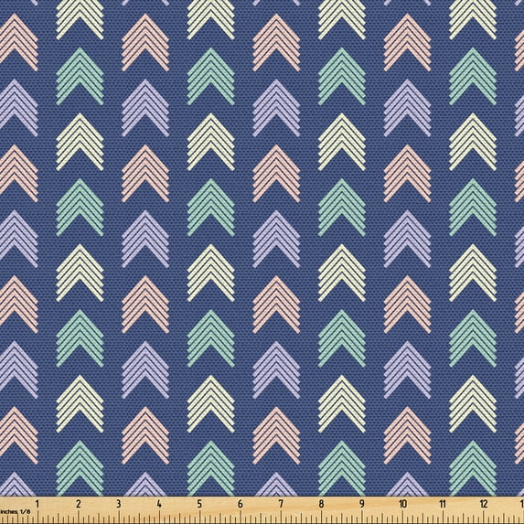 Ambesonne Retro Fabric by the Yard Upholstery, Repeating Chevrons Pattern, 10 Yards, Dark Lavender and Pale Peach