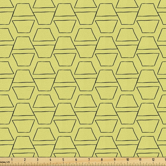 Ambesonne Retro Fabric by the Yard Upholstery, Repetitive Half Octagons Art, 10 Yards, Pale Green Dark Grey