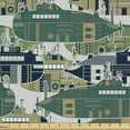 thumbnail image 1 of Ambesonne Retro Fabric by the Yard Upholstery, Retro Submarine, 1 Yard, Multicolor, 1 of 5