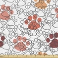 thumbnail image 1 of Ambesonne Retro Fabric by the Yard Upholstery, Sketchy Pet Paws Print Art, 3 Yards, Burnt Sienna and Coral, 1 of 5