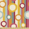 thumbnail image 1 of Ambesonne Retro Fabric by the Yard Upholstery, Stripes and Circles, 2 Yards, Multicolor, 1 of 5