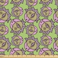 thumbnail image 1 of Ambesonne Retro Fabric by the Yard Upholstery, Sun Characters with Faces Art, 5 Yards, Green Pink Dark Indigo, 1 of 5