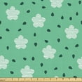 thumbnail image 1 of Ambesonne Retro Fabric by the Yard Upholstery, Swirly Striped Flowers Art, 1 Yard, Sea Green Dark Teal and White, 1 of 5