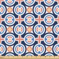 thumbnail image 1 of Ambesonne Retro Fabric by the Yard Upholstery, Vintage Circles Squares Art, 5 Yards, Salmon and Dark Violet Blue, 1 of 5
