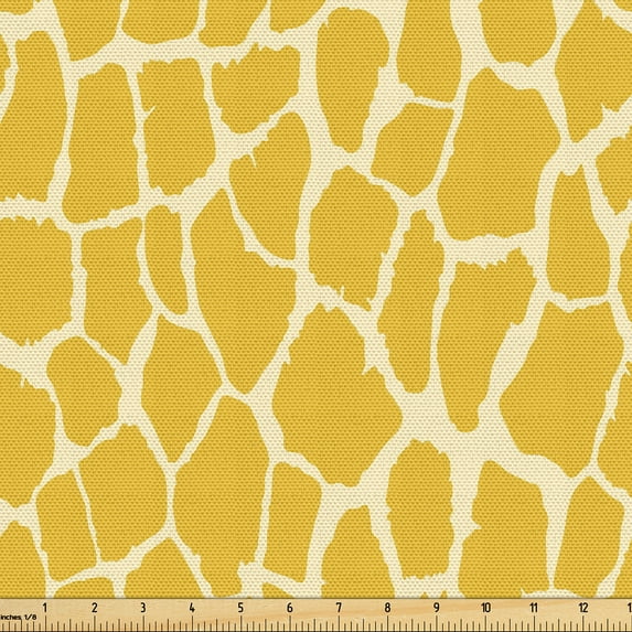 Ambesonne Retro Fabric by the Yard Upholstery, Vintage Giraffe Skin Pattern, 1 Yard, Pale Earth Yellow Cream