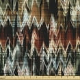 thumbnail image 1 of Ambesonne Retro Fabric by the Yard Upholstery, Vintage Grunge Zigzag Plot, 3 Yards, Dark Maroon and Caramel, 1 of 1