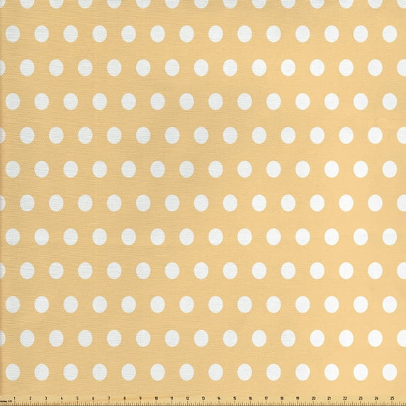 Ambesonne Retro Fabric by the Yard Upholstery, White Polka Dots Classic, 10 Yards, Orange White