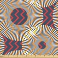 thumbnail image 1 of Ambesonne Retro Fabric by the Yard Upholstery, Zigzags Circular Stripes Art, 10 Yards, Dark Coral Yellow and Grey, 1 of 1