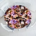 thumbnail image 1 of Ambesonne Retro Fitted Round Tablecloth, Vintage Floral Art Nostalgia, 40"- 44" Diameter, Redwood Lilac Black, 1 of 5