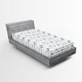 thumbnail image 1 of Ambesonne Retro Fitted Sheet 2 Pcs Set, Arrow Pattern Horizontal, Twin, Grey Teal White, 1 of 3