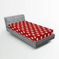 thumbnail image 1 of Ambesonne Retro Fitted Sheet 2 Pcs Set, Polka Dots Circular Forms, Twin XL, Vermilion, 1 of 3