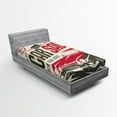 thumbnail image 1 of Ambesonne Retro Fitted Sheet, America Themed Car Print Art, Twin Size, Cream Grey Red, 1 of 2