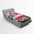 thumbnail image 1 of Ambesonne Retro Fitted Sheet, America Themed Car Print Art, Twin XL Size, Cream Grey Red, 1 of 2