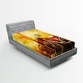 thumbnail image 1 of Ambesonne Retro Fitted Sheet, Bike Rusty Cracked Wall, Twin XL Size, Sepia, 1 of 2