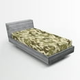 thumbnail image 1 of Ambesonne Retro Fitted Sheet, Camouflage Survival Theme, Twin XL Size, Pale Green Army Green, 1 of 3