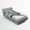 thumbnail image 1 of Ambesonne Retro Fitted Sheet, Colorful Feathers Old Pen, Twin XL Size, Multicolor, 1 of 2