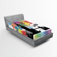 thumbnail image 1 of Ambesonne Retro Fitted Sheet, Colorful London City View, Twin XL Size, Multicolor, 1 of 2