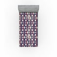thumbnail image 1 of Ambesonne Retro Fitted Sheet, Geometric Boho Grunge Squares, Twin XL Size, Champagne Plum Indigo, 1 of 5