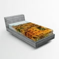 thumbnail image 1 of Ambesonne Retro Fitted Sheet, Historic Italian Town, Twin XL Size, Orange White, 1 of 2