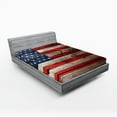 thumbnail image 1 of Ambesonne Retro Fitted Sheet, Independence Day Wall, King Size, Red Blue Tan, 1 of 3
