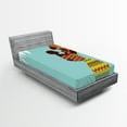 thumbnail image 1 of Ambesonne Retro Fitted Sheet, Mother, Twin Size, Turquoise Marigold, 1 of 2
