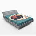 thumbnail image 1 of Ambesonne Retro Fitted Sheet, Nostalgic Antique Vehicle, Full Size, Red Yellow Teal, 1 of 3