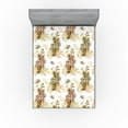 thumbnail image 1 of Ambesonne Retro Fitted Sheet, Nostalgic Botany Print Floral, Full Size, Slate Brown Warm Taupe, 1 of 5