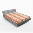 thumbnail image 1 of Ambesonne Retro Fitted Sheet, Nostalgic Stripes Dots, Queen Size, Pale Yellow Coral, 1 of 3