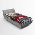 thumbnail image 1 of Ambesonne Retro Fitted Sheet, Parisian City Scenery Car Art, Twin Size, Cream Grey Red, 1 of 2