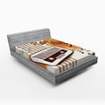 thumbnail image 1 of Ambesonne Retro Fitted Sheet, Party Art with Old Radio, Full Size, Orange Dark Brown Beige, 1 of 2