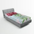 thumbnail image 1 of Ambesonne Retro Fitted Sheet, Peony Blossoms Growth, Twin XL Size, Fern Green Pale Blue, 1 of 3
