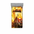 thumbnail image 1 of Ambesonne Retro Fitted Sheet & Pillow Sham Set, Bike Rusty Cracked Wall, Twinxl, Sepia, 1 of 2